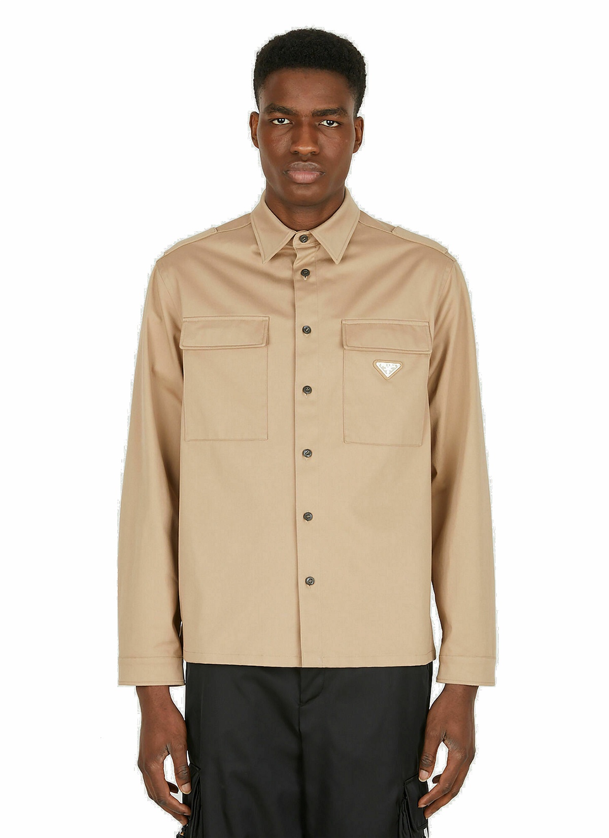 Photo: Triangle Plaque Military Shirt in Beige