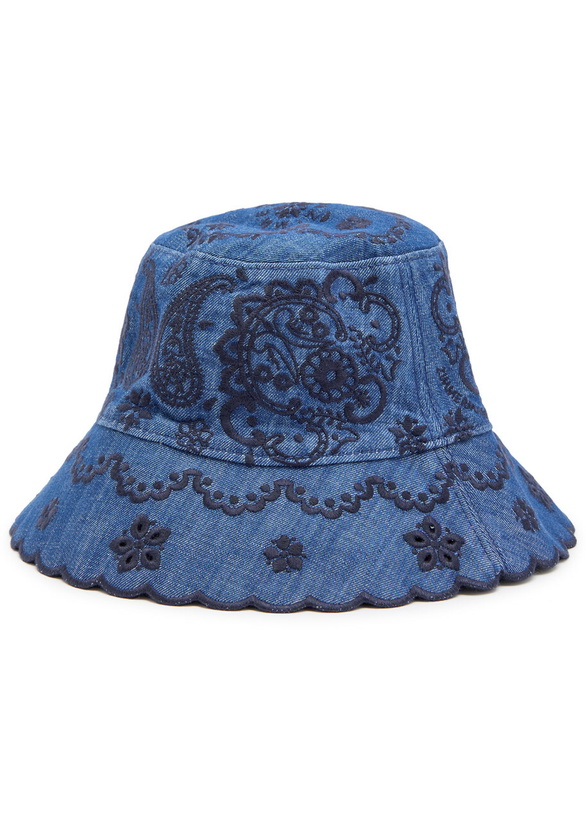 Photo: Zimmermann Embroidered Denim Bucket hat Blue