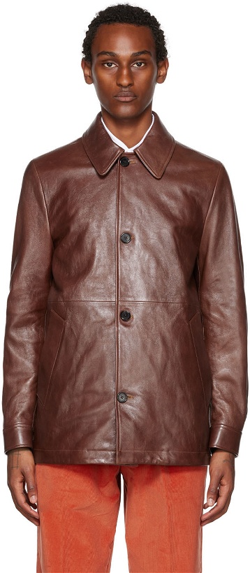 Photo: Paul Smith Brown Grained Leather Jacket