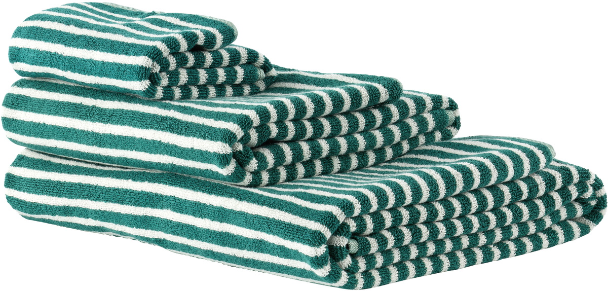 Tekla Green Striped Towel Set, 3 pcs