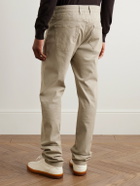 Purdey - Slim-Fit Straight-Leg Cotton-Blend Twill Trousers - Neutrals