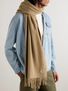 Maison Kitsuné - Logo-Appliquéd Fringed Virgin Wool Scarf