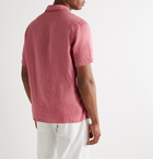 Altea - Camp-Collar Embroidered Linen Shirt - Pink