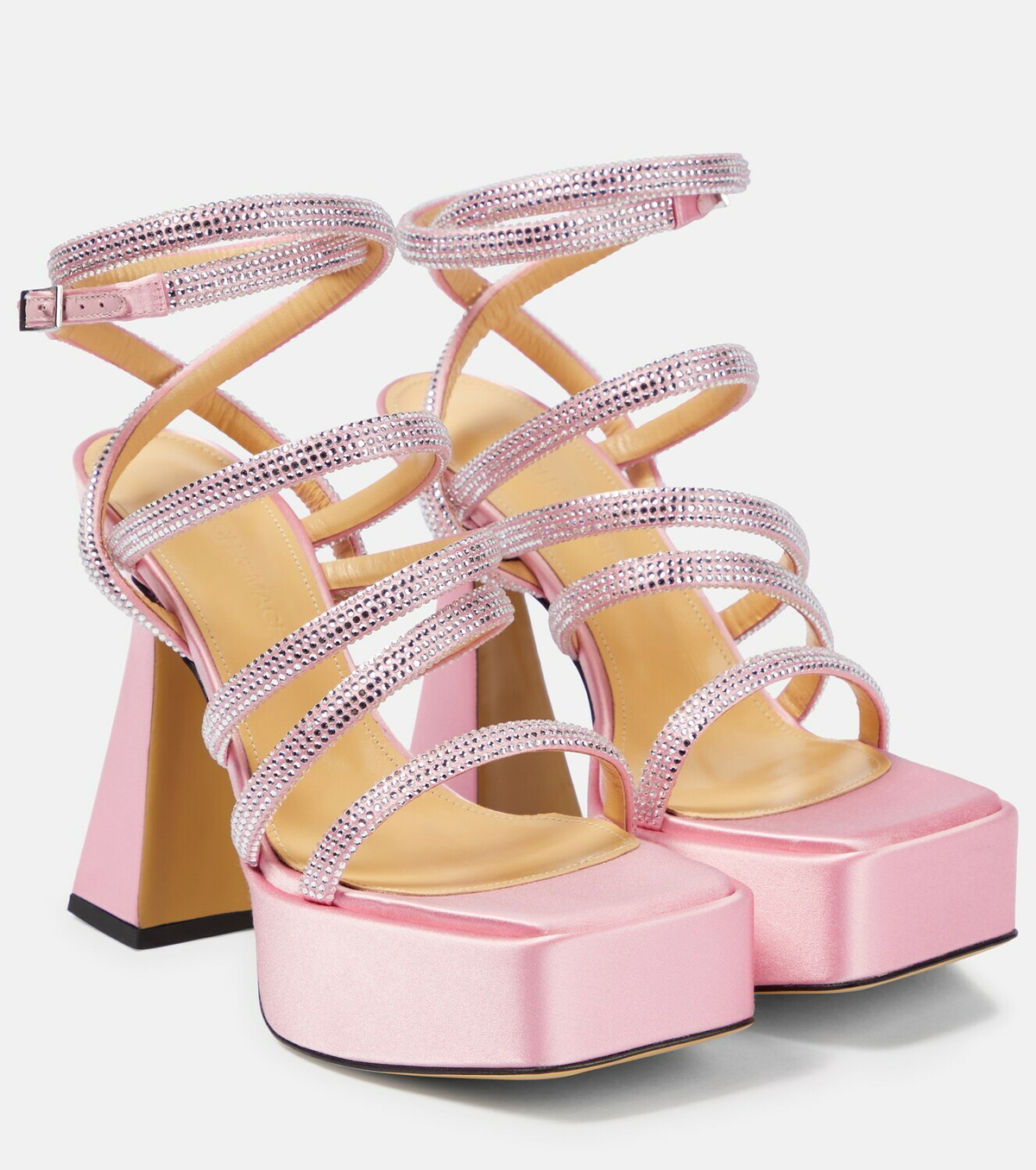 [MACH & MACH] シドニー装飾サテンプラットフォームサンダル Mach & Mach - Sydney embellished satin platform sandals MACH