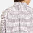 Beams Plus Men's Tattersall Check Button Down Oxford Shirt in White/Red/Navy