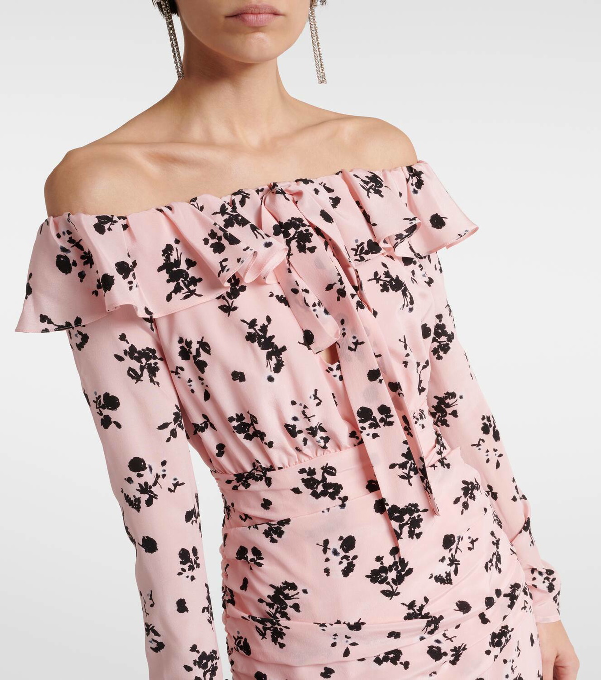 alessandra rich floral silk midi dress Alessandra Rich Floral Silk Midi Dress
