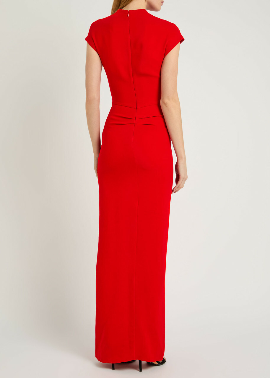 Tove Beth Ruffled Crepe Maxi Dress Red