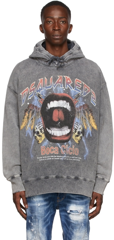 Photo: Dsquared2 Grey Open Up Slouch Hoodie