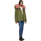 Mr and Mrs Italy Green and Pink Interior Quilt Fur Jacket