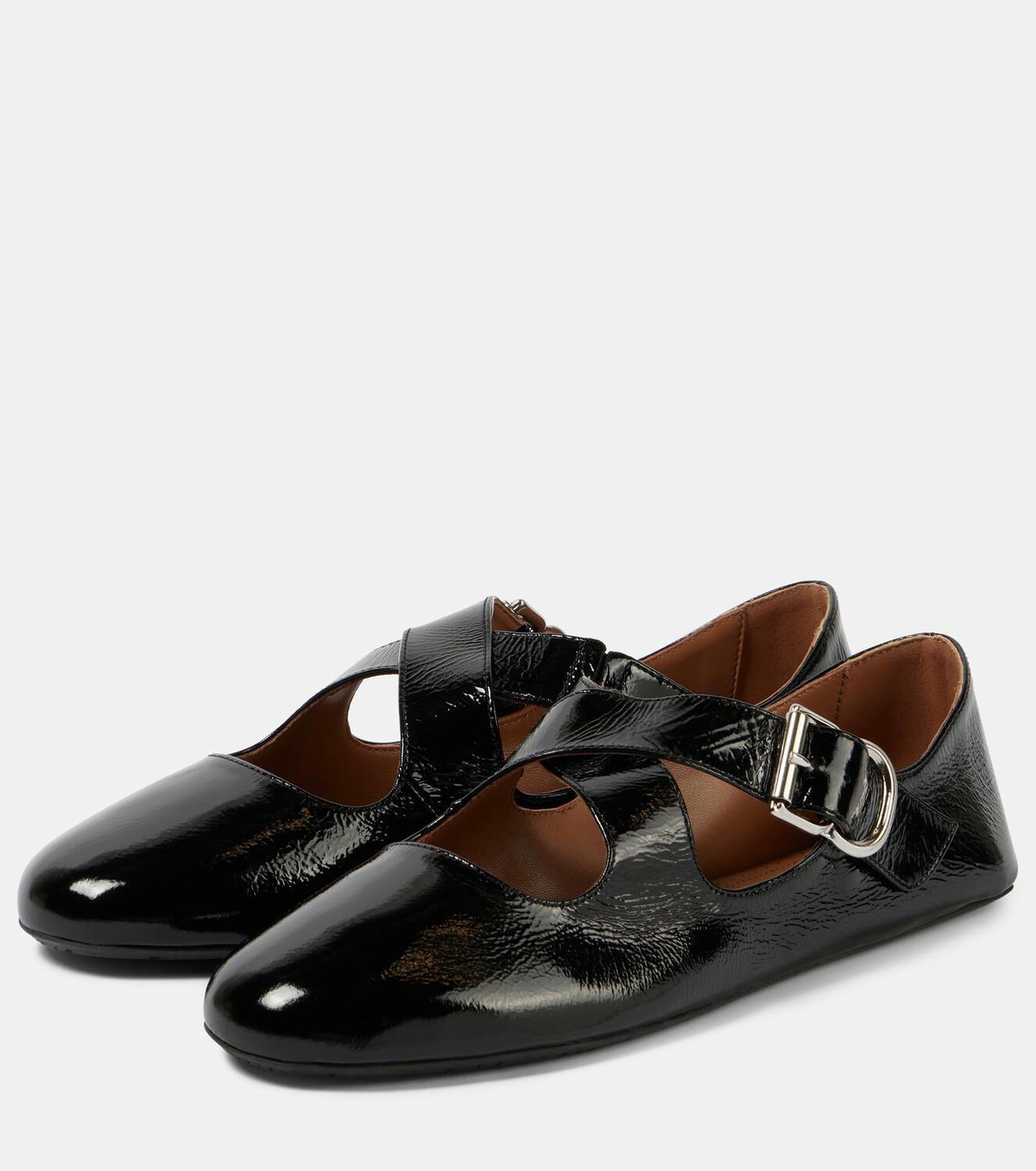 Alaïa Criss Cross patent leather ballet flats