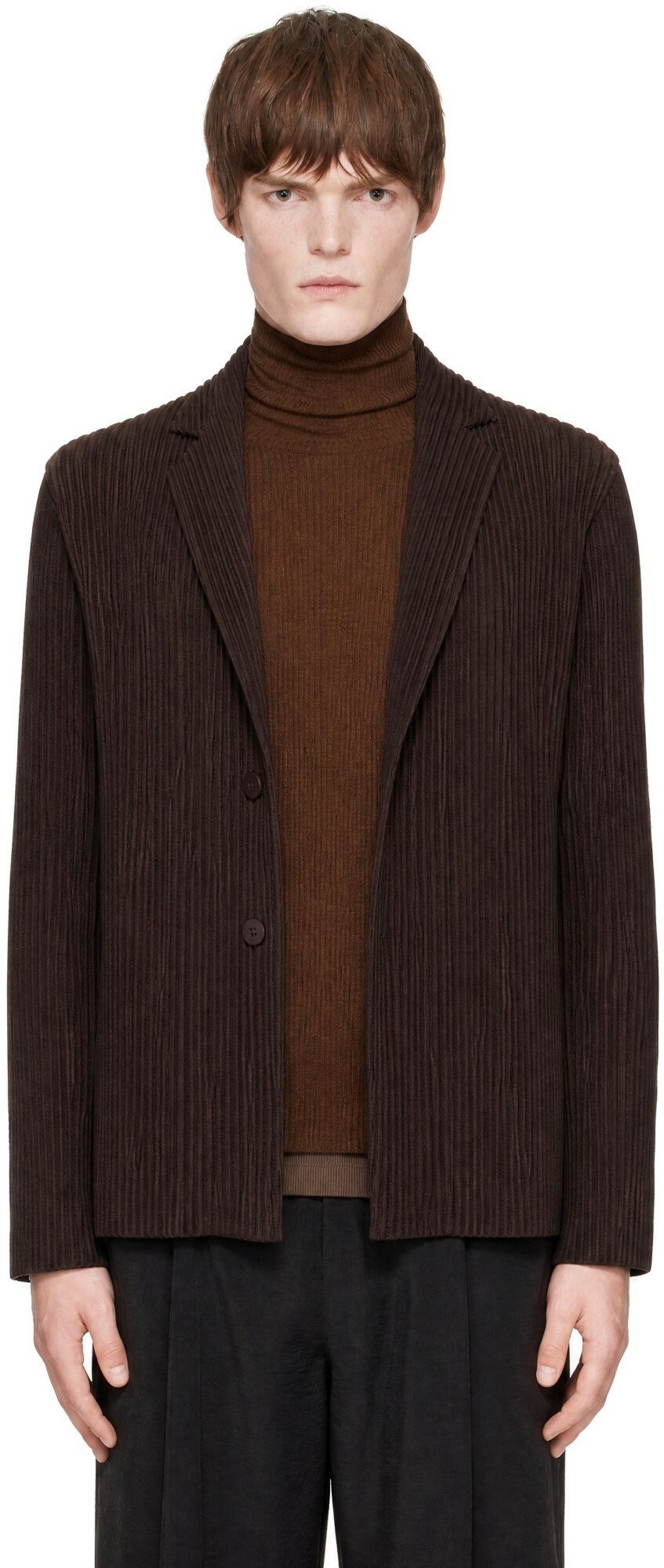 HOMME PLISSÉ ISSEY MIYAKE Gray Wool Like Light Jacket Homme Plisse
