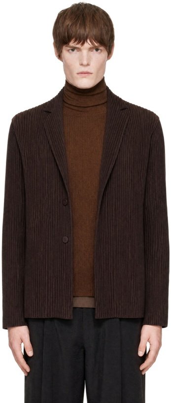Photo: HOMME PLISSÉ ISSEY MIYAKE Brown October Kersey Pleats Jacket