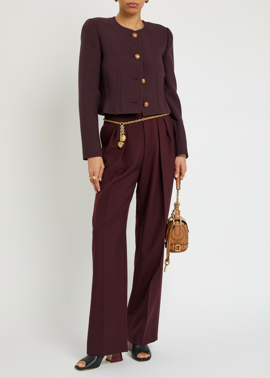 Chloe Darted Cropped Wool Jacket Purple