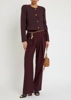 Chloe Darted Cropped Wool Jacket Purple