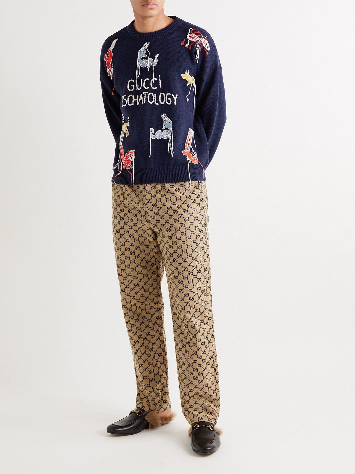 【送料&関税込】Gucci Embroidered Stretch Wool Blend Sweater GUCCI Logo-Embroidered Wool and Cashmere-Blend Sweater for