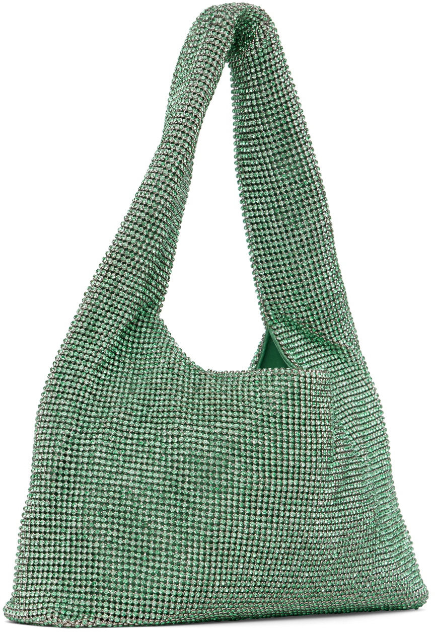 KARA Green Mini Crystal Mesh Armpit Bag