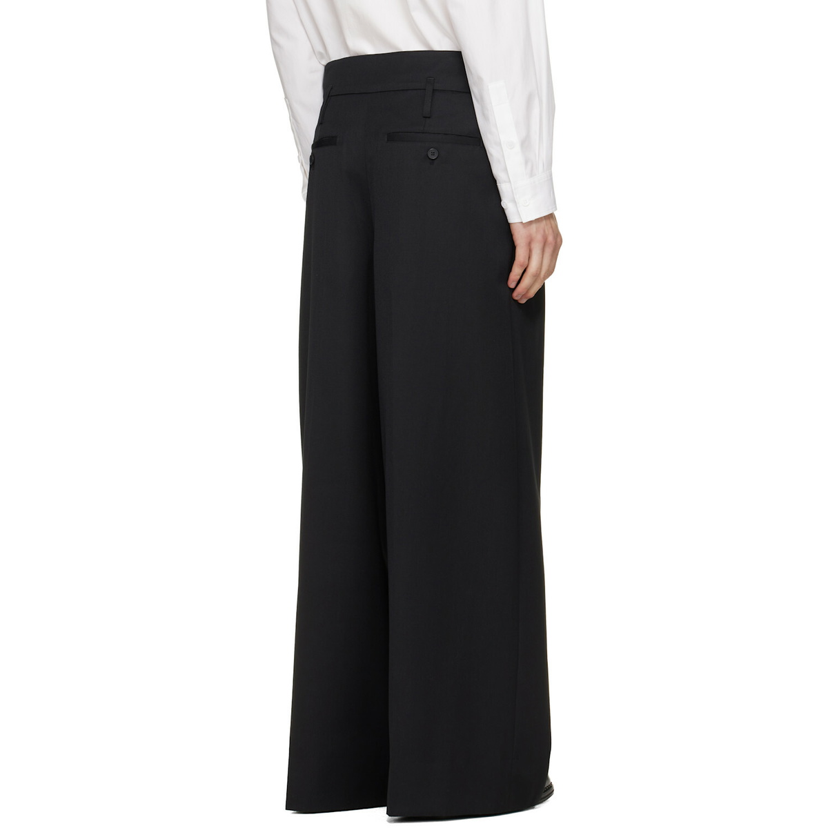 Simone Rocha Black Peeling Waist Wide Leg Trousers