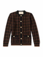 Valentino Garavani - Houndstooth Wool-Blend Cardigan - Brown