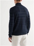 GIORGIO ARMANI - Striped Knitted Rollneck Sweater - Blue