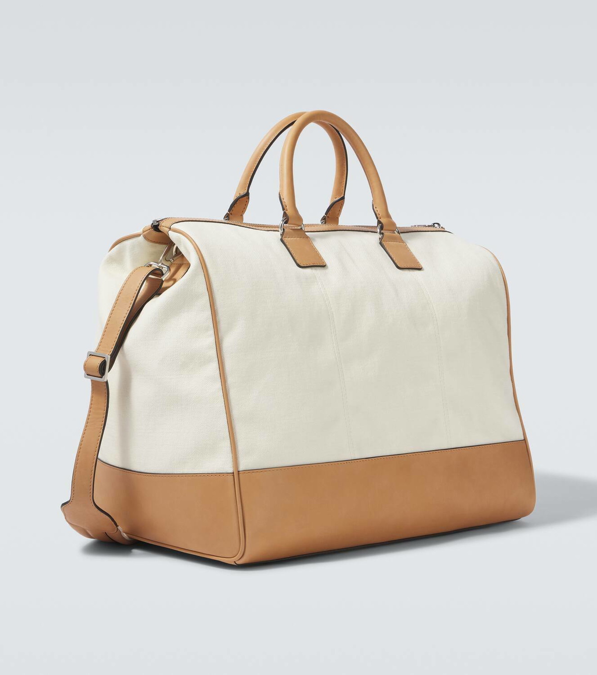 Brunello Cucinelli Leather-trimmed canvas duffel bag