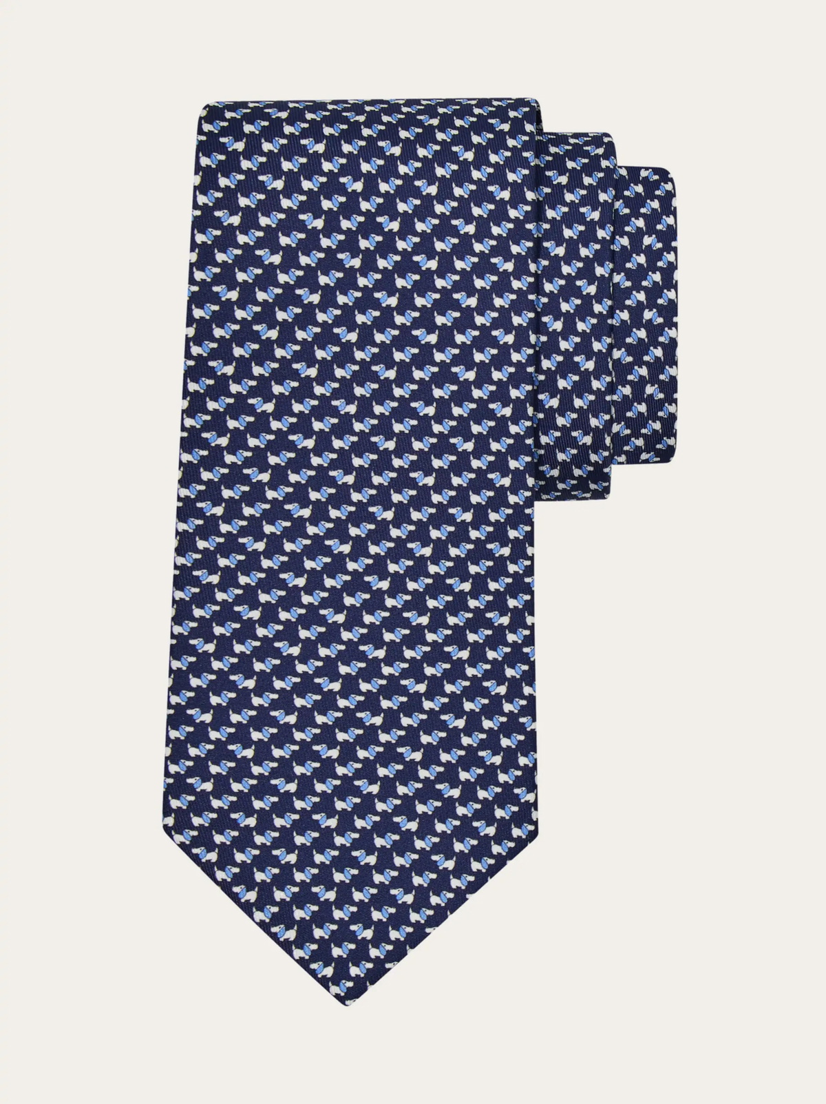 Ferragamo Mens Dylan print silk tie in Blue