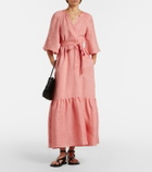 Eres Audacieuse belted linen midi dress