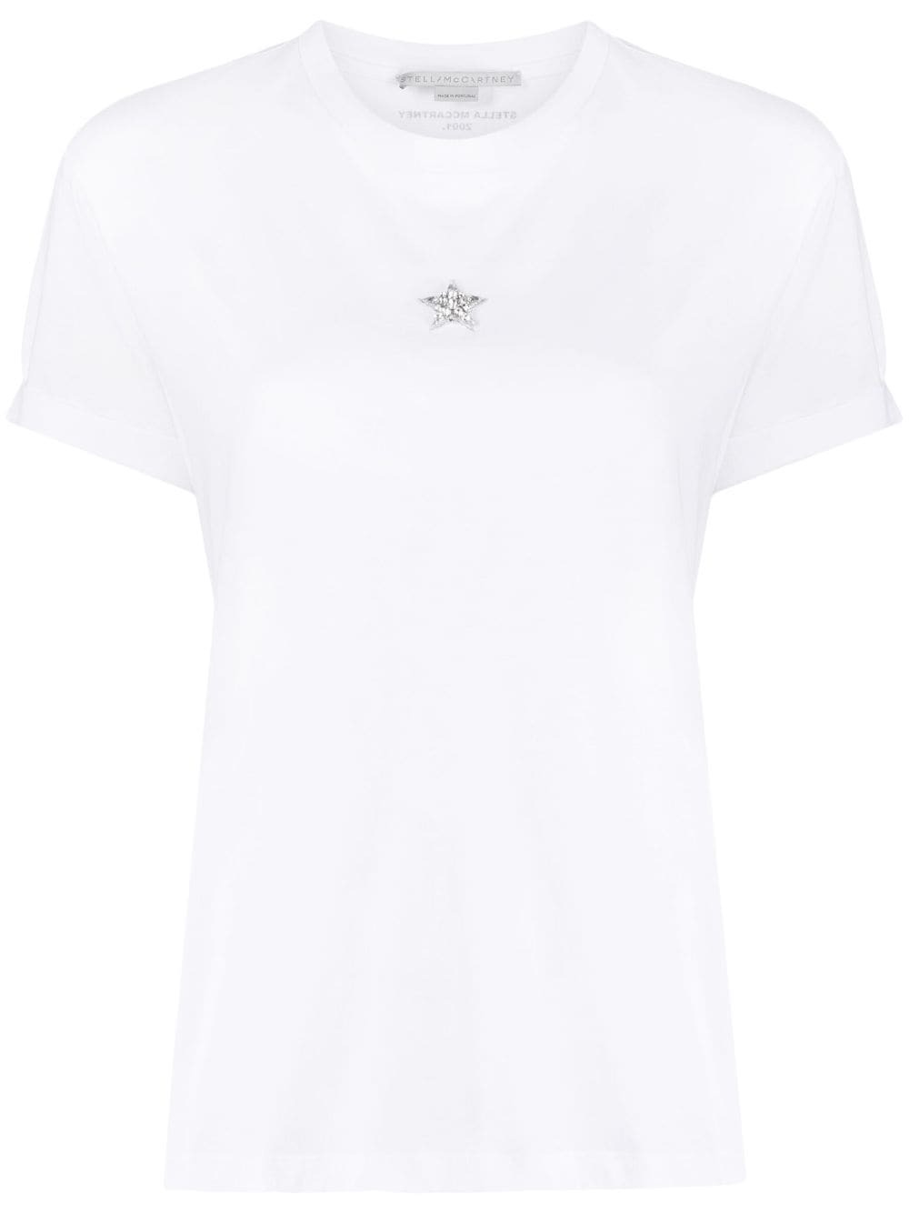 Stella McCartney Blue T-Shirt With Brand Name Stars Printed