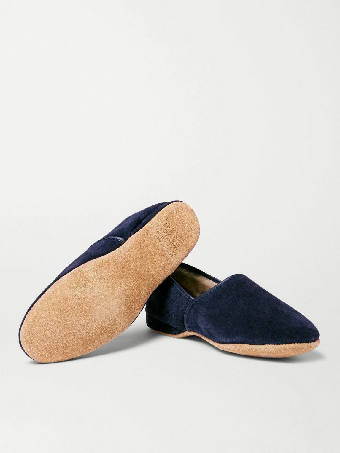 Crawford Leather-Trimmed Shearling-Lined Suede Slippers