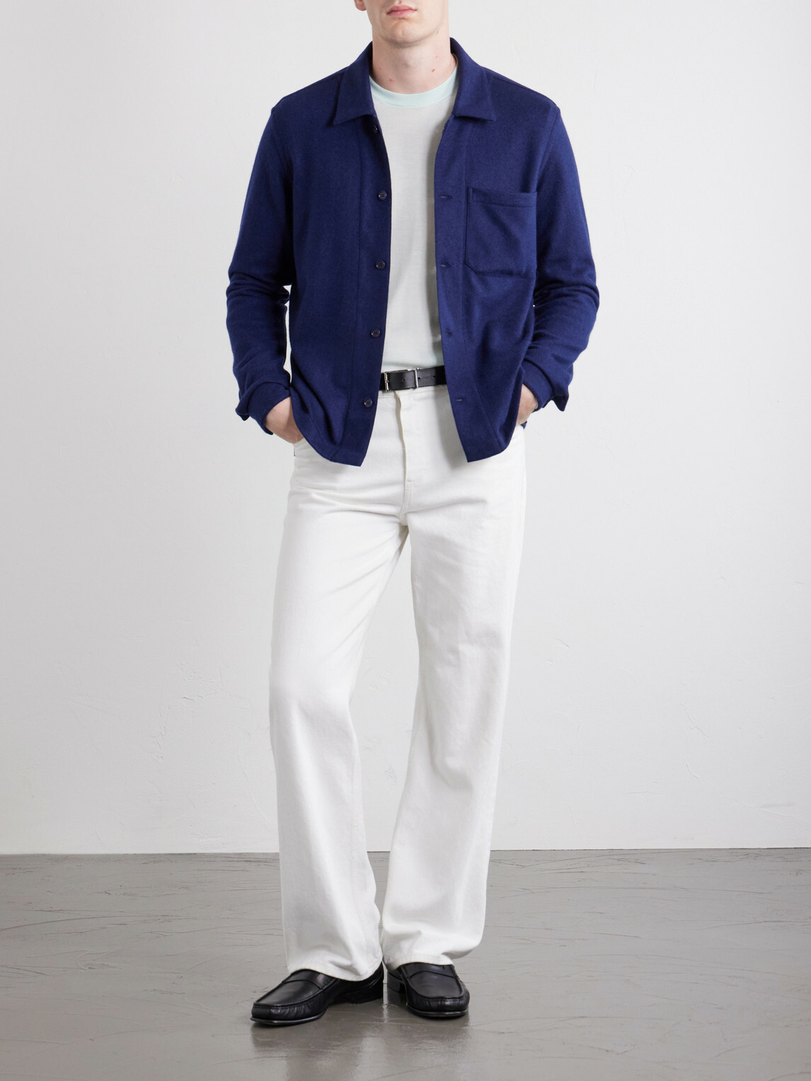 TOM FORD - Logo-Embroidered Cashmere Shirt - Blue