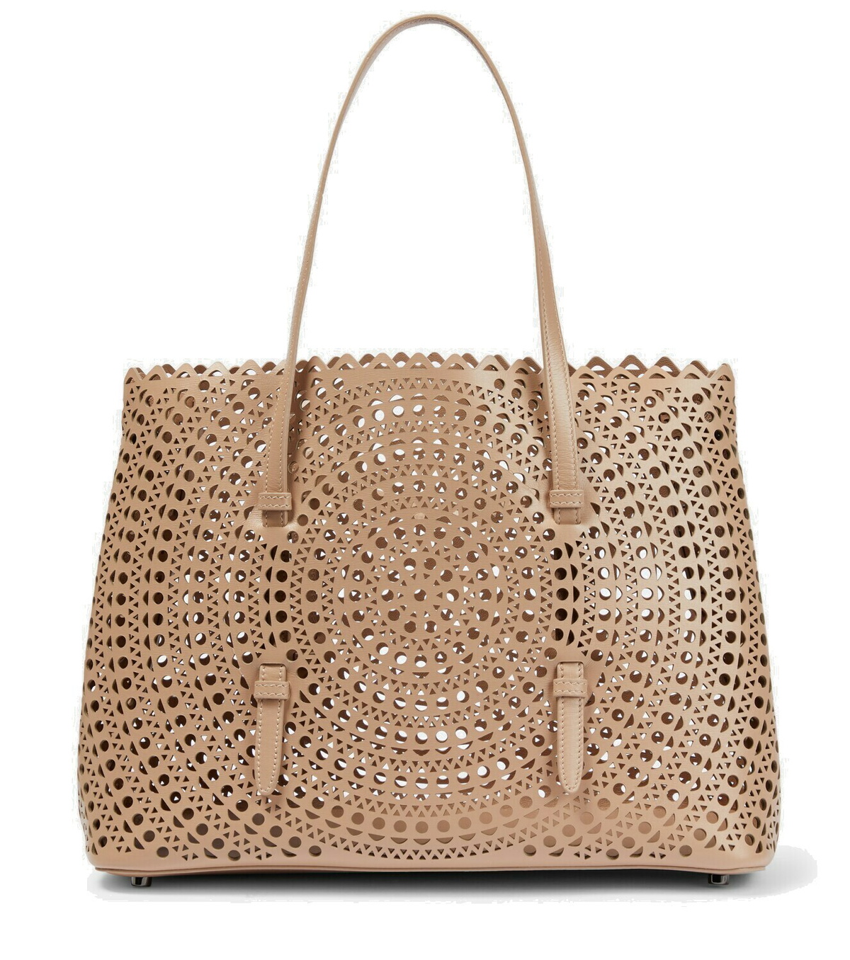 【ALAIA】Le mina 32 ニュー ヴィエンヌ レザー トートバッグ Le Mina 32 New Vienne leather tote bag in black - Alaia