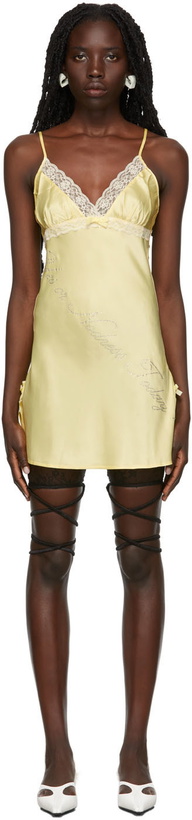 Photo: Nodress Yellow Lace Trim Mini Dress