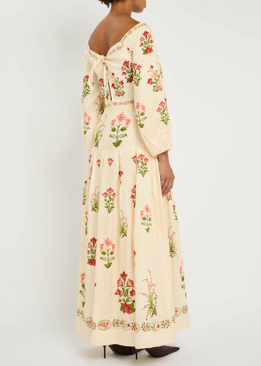 Agua BY Agua Bendita Senlis Canna Floral-print Linen Maxi Dress Multicoloured