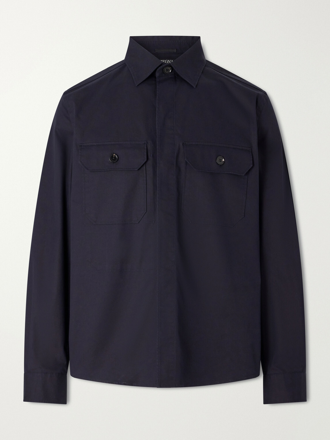 Zegna - Cotton-Blend Overshirt - Blue