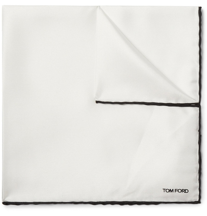 Photo: TOM FORD - Contrast-Tipped Silk-Twill Pocket Square - White