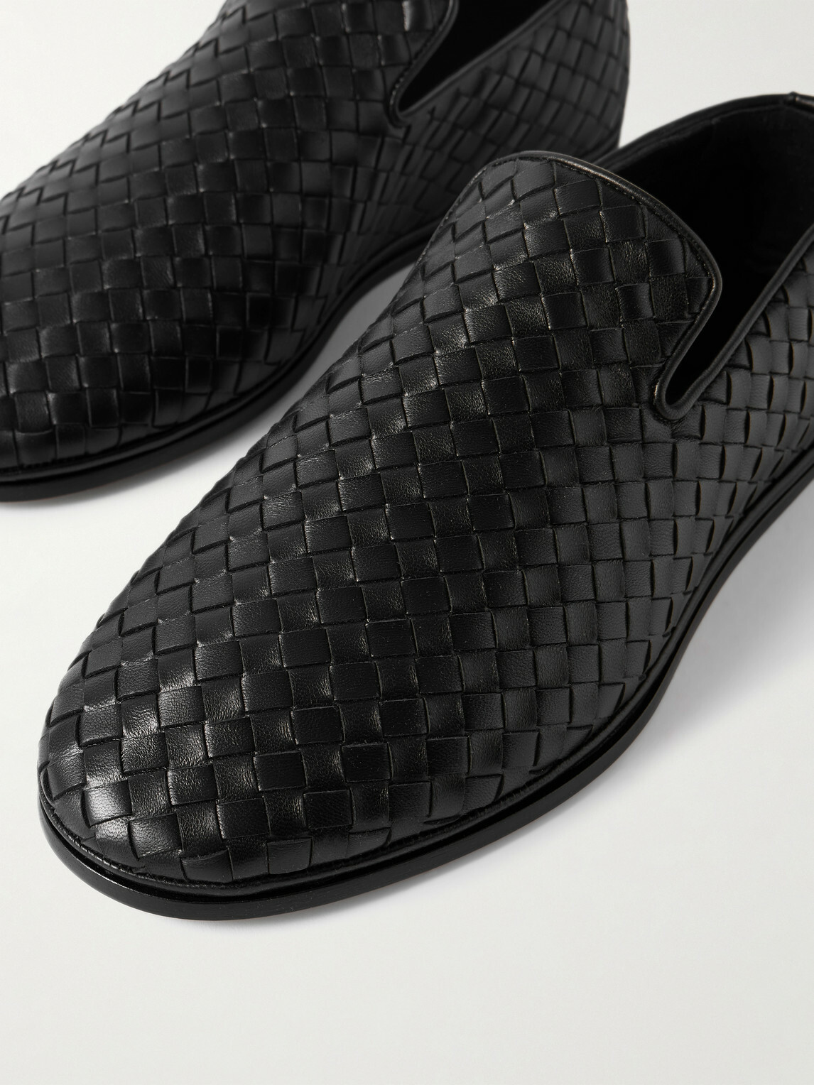 Bottega Veneta - Intrecciato Full-Grain Leather Slippers - Black