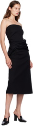 GIA STUDIOS Black Raw Edge Midi Skirt