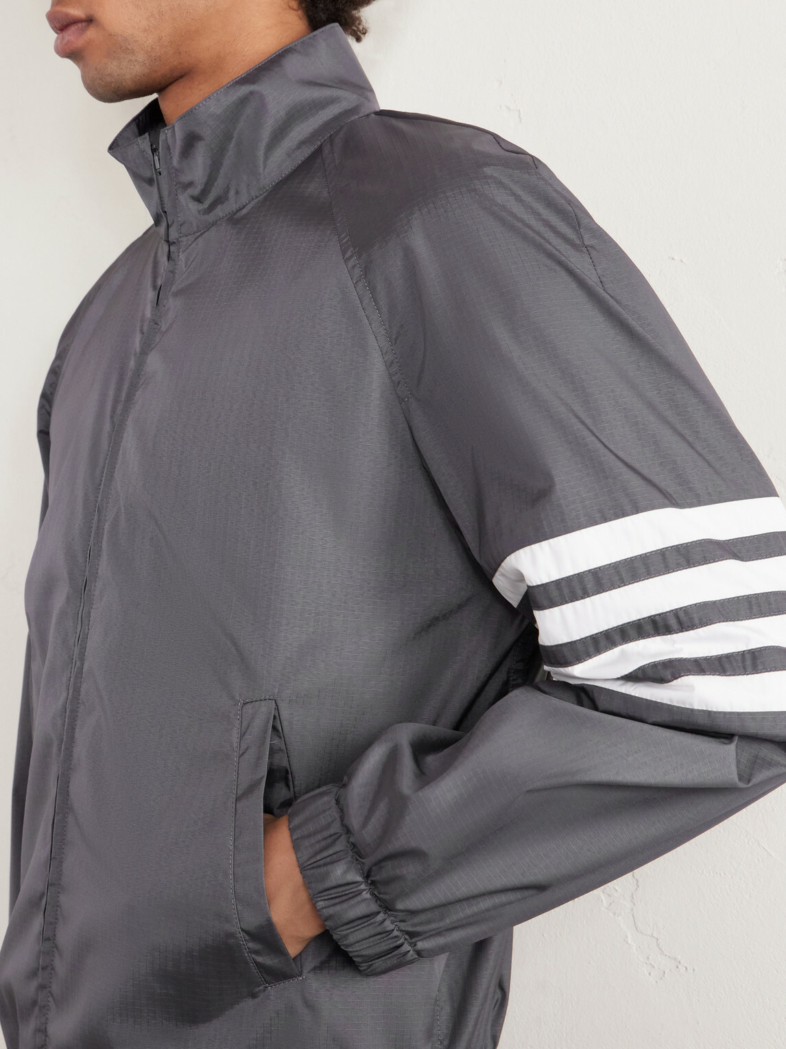 Thom Browne - Striped Ripstop Track Jacket - Gray