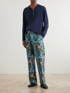 Derek Rose - Ledbury 100 Printed Cotton Pyjama Trousers - Blue