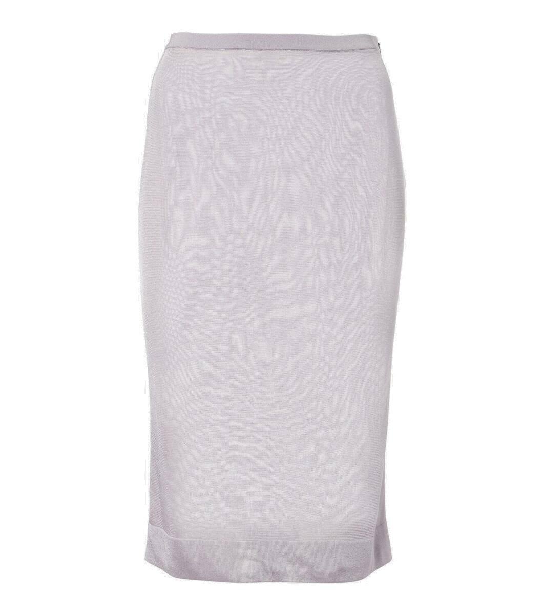 Saint Laurent Women's Nylon Pencil Skirt Gold