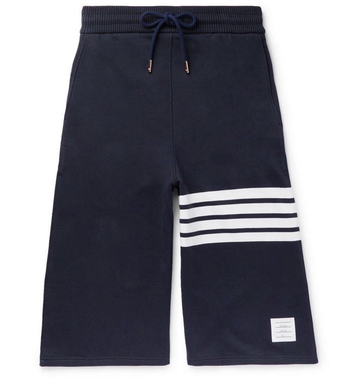 Photo: Thom Browne - Wide-Leg Striped Loopback Cotton-Jersey Shorts - Navy