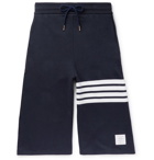 Thom Browne - Wide-Leg Striped Loopback Cotton-Jersey Shorts - Navy