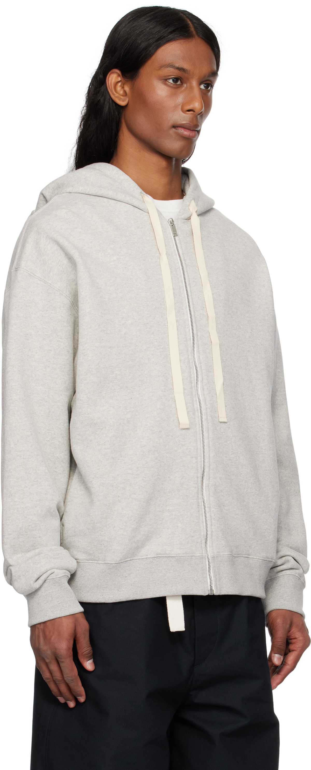 Jil Sander Gray Zipped Hoodie