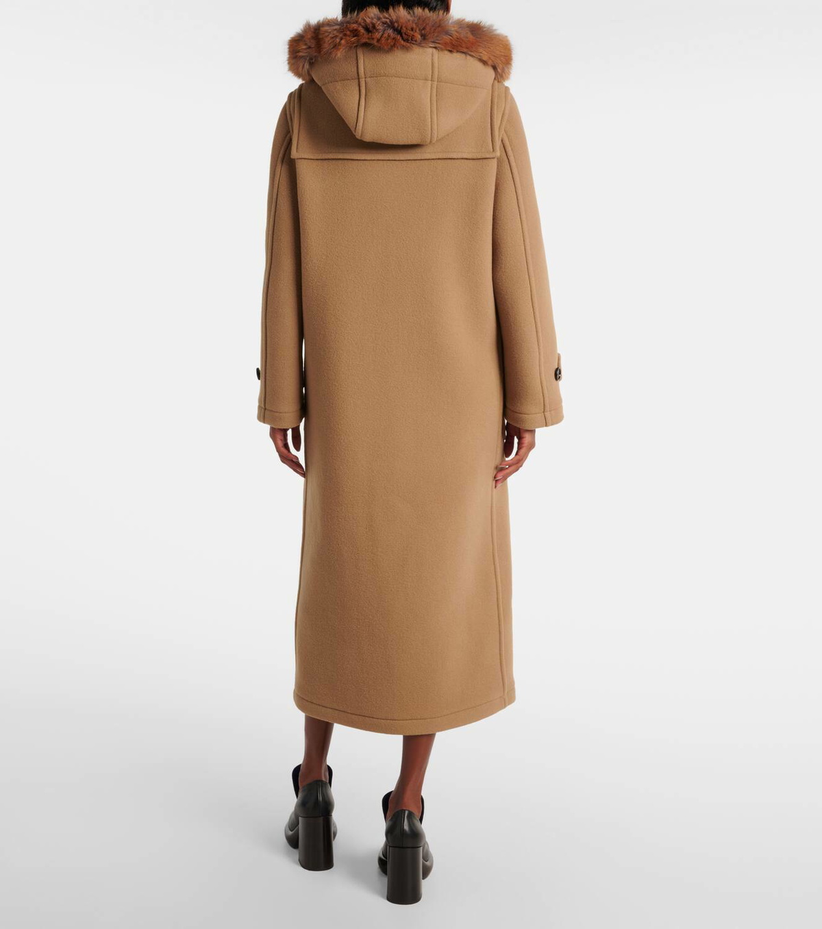 Burberry Faux fur-trimmed wool coat Burberry