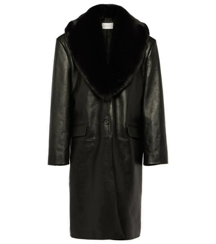 Photo: Magda Butrym Faux fur-trimmed leather coat