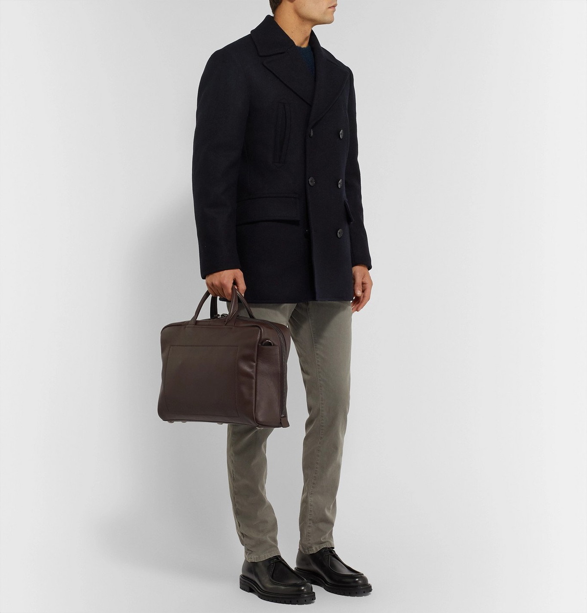 Álvaro - Arturo Leather Briefcase - Brown