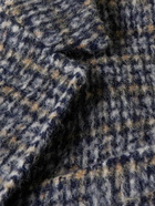 Mr P. - Checked Brushed Wool-Blend Overcoat - Blue