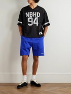 Neighborhood - Easy Straight-Leg Logo-Embroidered Cotton-Twill Drawstring Shorts - Blue