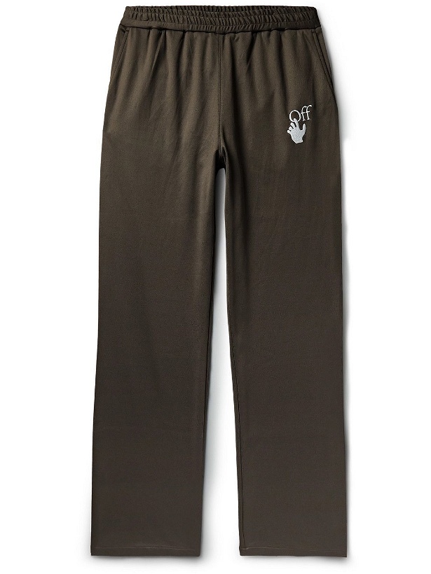 Photo: Off-White - Slim-Fit Embroidered Tech-Jersey Track Pants - Brown