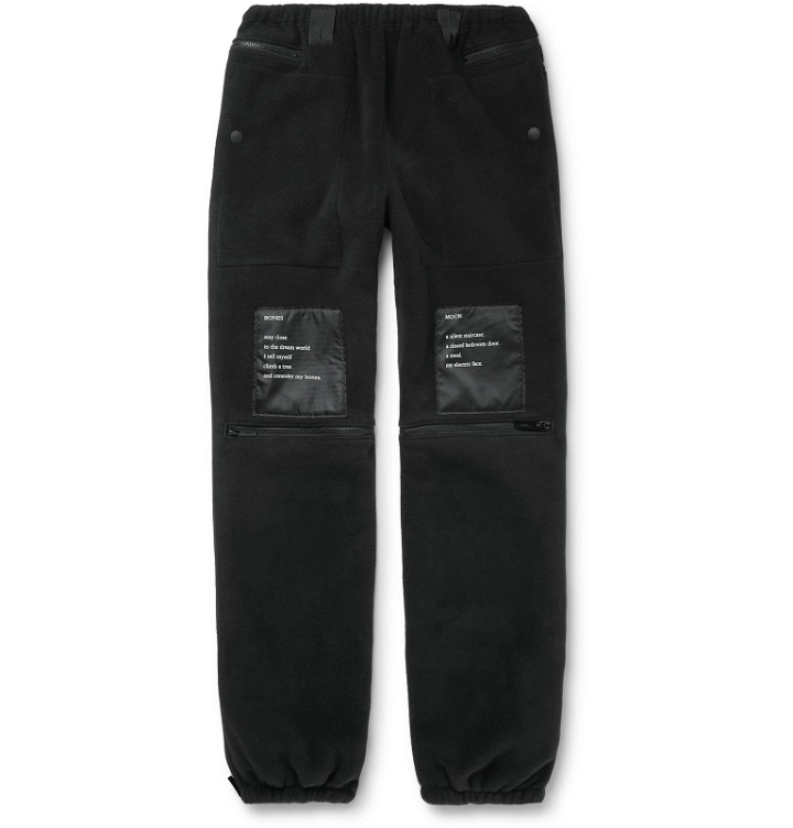 Photo: TAKAHIROMIYASHITA TheSoloist. - Tapered Printed Satin-Trimmed Fleece Track Pants - Black
