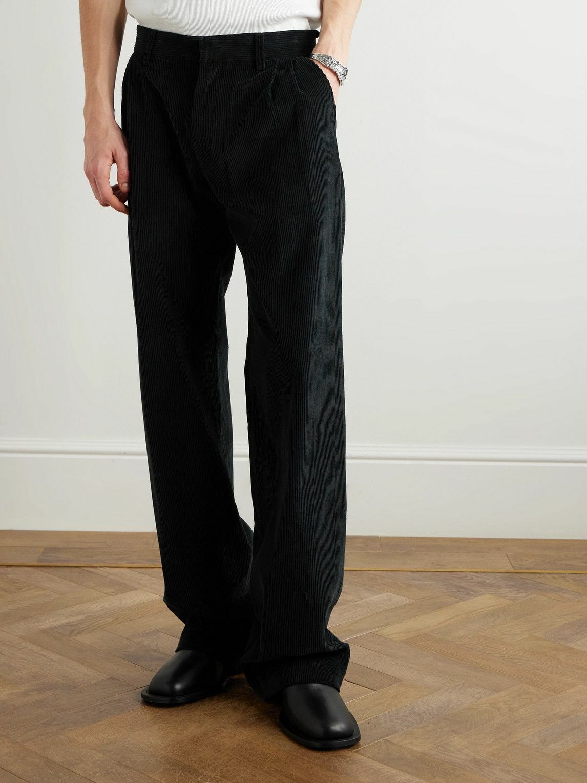 Enfants Riches Déprimés - Straight-Leg Pleated Appliquéd Cotton